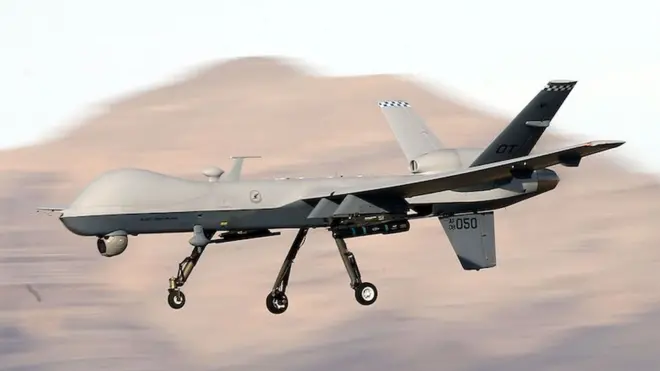 An MQ-9 Reaper on a training mission in Nevada