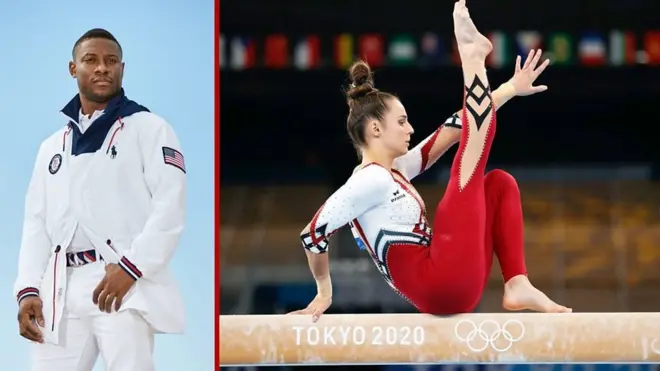 미국 선수단과 독일 여자 체조팀 의상