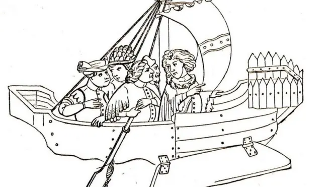 Copia de 1912 de un dibujo que apareció en una de las varias publicaciones de "Los viajes de Sir John Mandeville".