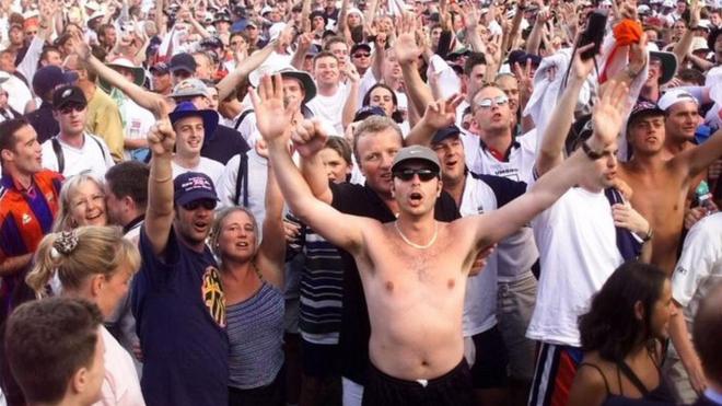Russian hooligans dey scatter when fans dey jolli watch football match