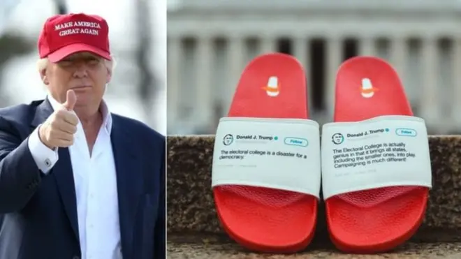 Sebelah kiri dengan cuitan yang mengatakan Electoral College adalah 'bencana bagi demokrasi' sedang yang kanan sebagai 'genius'.