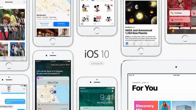 Imagen del iOS10 en la página de Apple