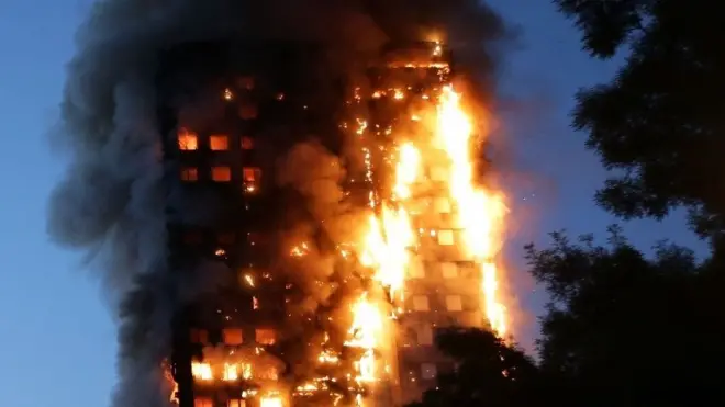 Grenfell Tower on fire