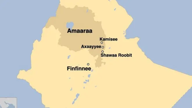 kaartaa bakka itti argama Axaayyee fi kaan agarsiisu