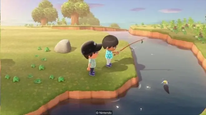 電子遊戲《動物森友會》（Animal Crossing）配樂輕柔，還有海浪拍打海岸的水聲。