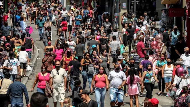 Streets of São Paulo, busy with crowds
