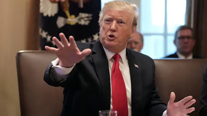 ABD Başkanı Donald Trump, Beyaz Saray'daki Bakanlar Kurulu toplantısında konuşuyor.