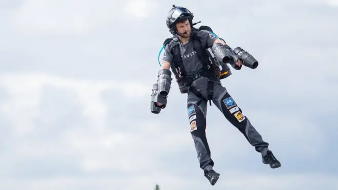 A man wearing a Gravity Industries jetpack