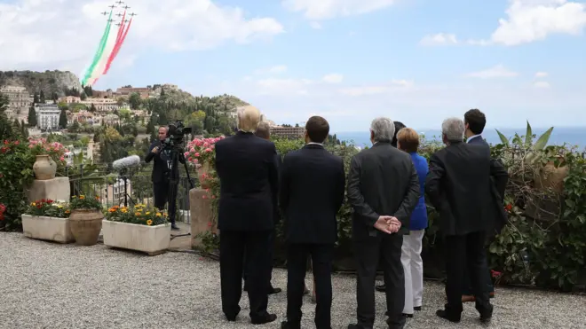 G7 leaders watch flypast at start of Taormina summit - 26 May