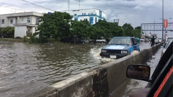 Flood water for road