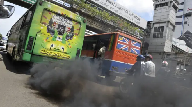 Asap kendaraan bermotor menghasilkan partikel atau debu yang berukuran 2,5 mikron atau kurang, yang membahayakan kesehatan.