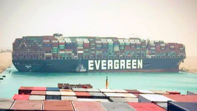 The Ever Given in the Suez Canal