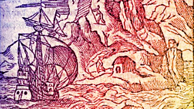 Destino: América. El libro tiene varias ilustraciones, atribuidas a Jean Cousin, quien interpretó las descripciones del fraile, algunas de ellas de segunda mano.