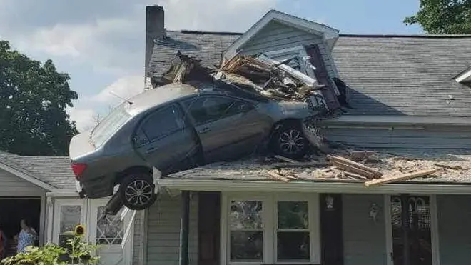 Officials say a driver intentionally crashed a car in the city of Lewiston, Pennsylvania