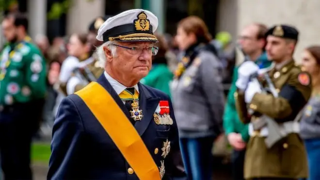 King Carl Gustaf of Sweden attend the funeral of Grand Duke Jean of Luxembourg on May 4, 2019 in Luxembourg,