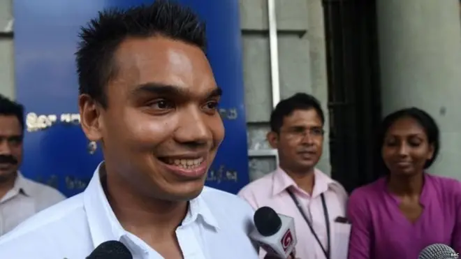 නාමල් රාජපක්ෂ මන්ත්‍රීවරයා අධිකරණය ඉදිරියේ (සංරක්ෂිත ඡායාරූපයක්)