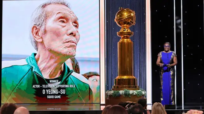 Squid Game star O Yeong-su was named best supporting actor in a TV series