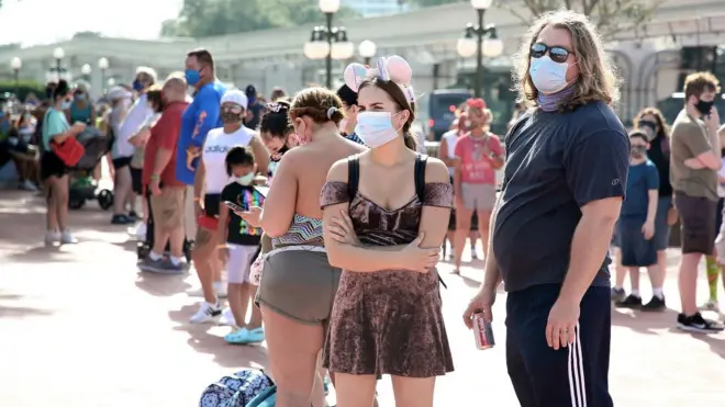People queue outside Walt Disney World