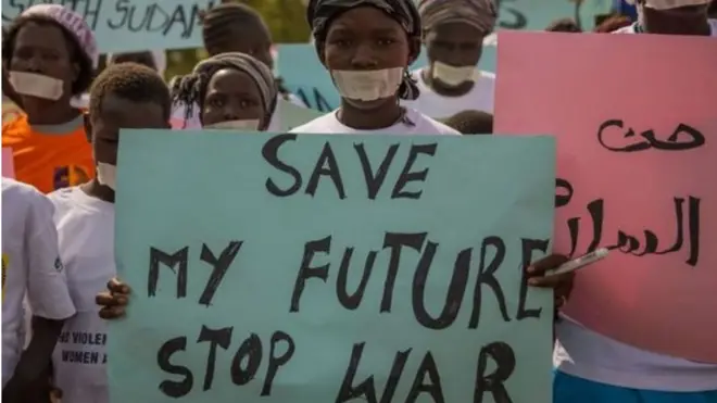 දකුණු සුඩානයේ කාන්තාවන් සහ ළමුන් හිංසාවට පත් කිරීමට එරෙහිව පසුගිය දෙසැම්බර් මස පැවැත්වූ විරෝධතාවය