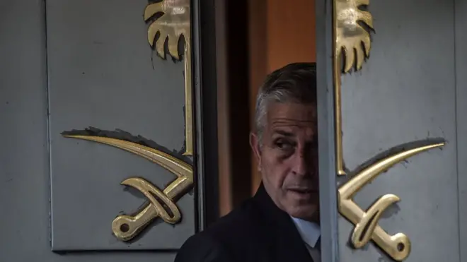 باب القنصلية السعودية في إسطنبول التي زارها خاشقجي قبل اختفائه