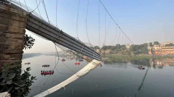 The bridge in Morbi had been reopened just a week ago after repairs. There was overcrowding on the bridge at the time as people celebrated the Diwali festival.