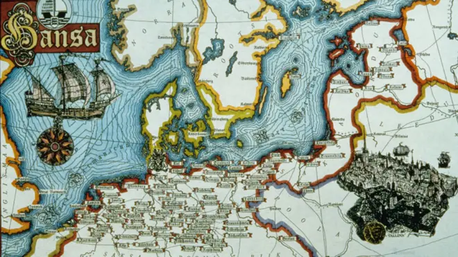 La Liga Hanseática conectaba a cientos de Hansa -gremios, en alemán- en todo el norte de Europa.