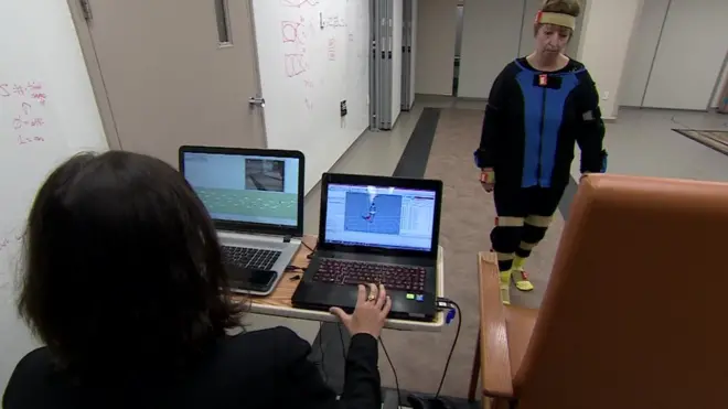 Scientists monitor their patients' improvement using sensors on a specially made suit.