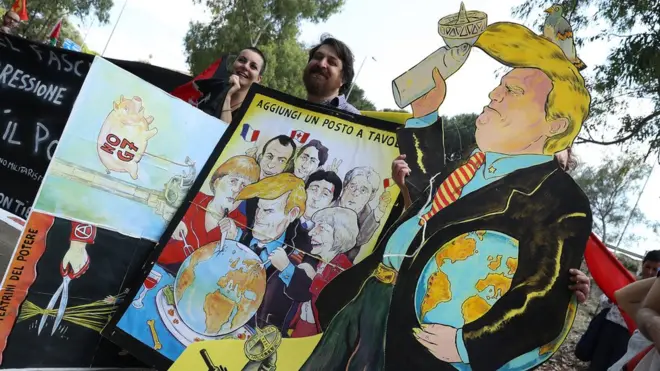 Trump, G7 liderler zirvesi sırasında Sicilya'da protesto edildi.