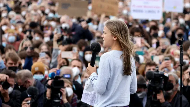 Climate activist Greta Thunberg addresses rally in Berlin (24 Sept)