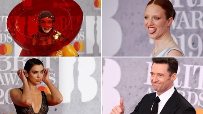 Дэниел Лизмор, Джесс Гленн, Хью Джекман и Дуа Липа на церемонии BRIT Awards-2019