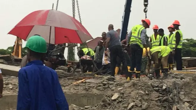 Di five storey collapse around 12 O'clock Friday afternoon.