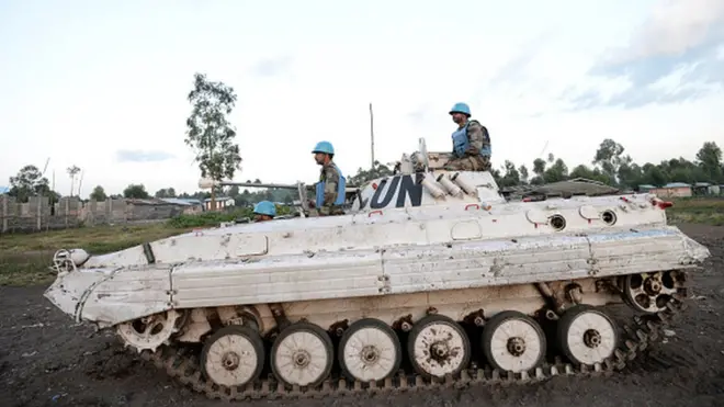 Une patrouille des soldats de la MONUSCO.