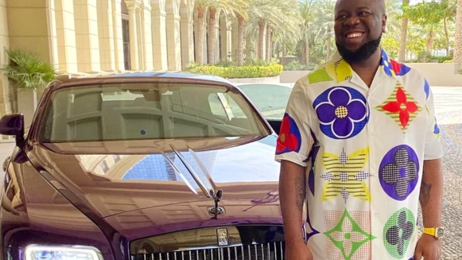 Hushpuppi next to a Rolls Royce car - posted on his Instagram account