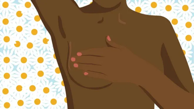 महिला ब्रेस्ट पकड़े हुए