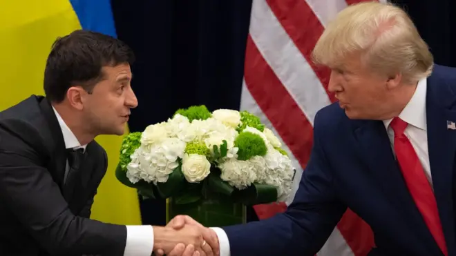 Ukrayna Devlet Başkanı Vladimir Zelenskiy ve Trump arasında 25 Eylül'de gerçekleştirilen görüşmeden bir kare