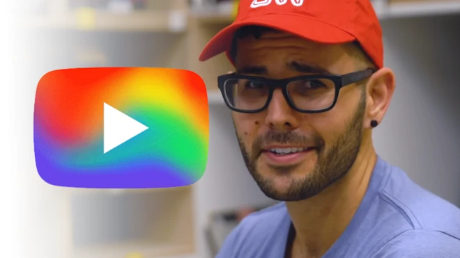 YouTube logo con colores de arco iris
