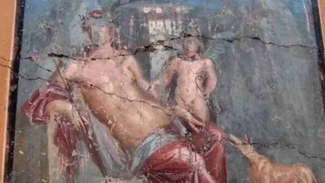 The fresco is in a room found to be littered with artwork and designs