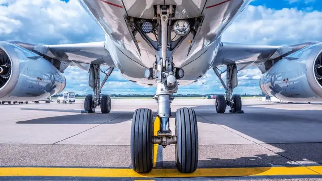 Plane landing gear.