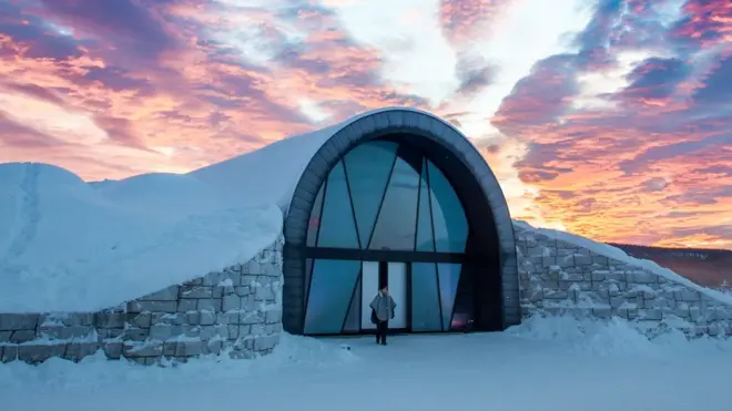 The Ice365 hotel, here seen in winter