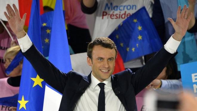 Emmanuel Macron en un mitin