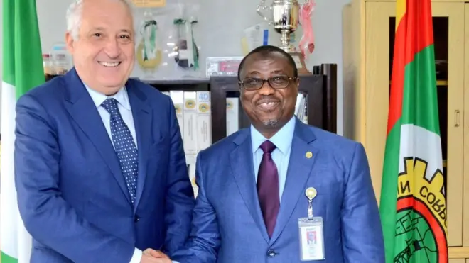 NNPC GMD Maikanti Baru and Antonio Vella Chief Upstream Officer Eni