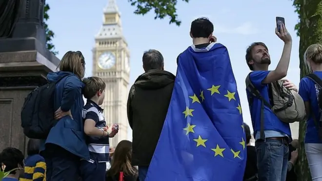 Protesters taking part in March for Europe rally in July