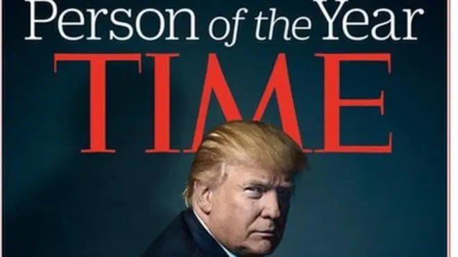 Trump fue elegido persona del año en 2016 por la revista Time, que lo llamó "el presidente de los Estados divididos de América".