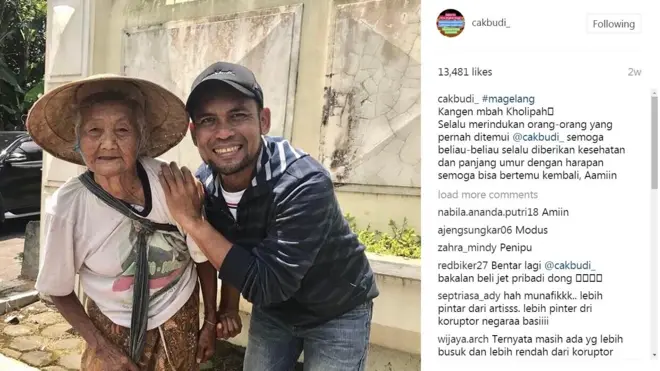 Lewat akun Instagram, @cakbudi_ mengunggah berbagai profil orang yang membutuhkan.
