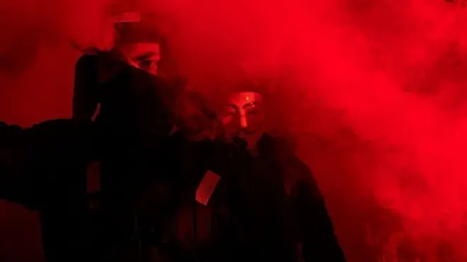 Anti-capitalist protesters in London; Nov 5, 2016