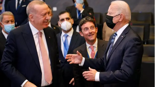 Rais wa Uturuki Reccep Teyyip Erdogan na mwenzake wa Marekani Joe Biden