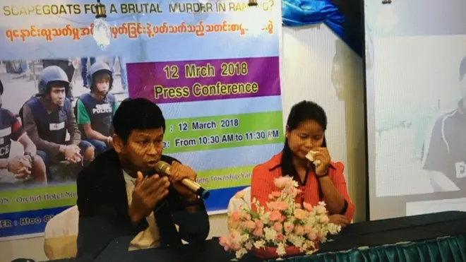 အမှုအကြောင်း သတင်းစာရှင်းလင်းပွဲ ရန်ကုန်မှာ ပြုလုပ်စဉ်