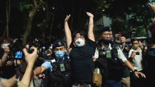 There was a heavy police presence in Hong Kong on Saturday, with some activists detained by police
