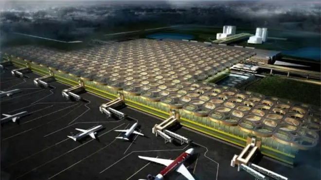 Rancangan bandara baru Yogyakarta bermotif batik kawung.