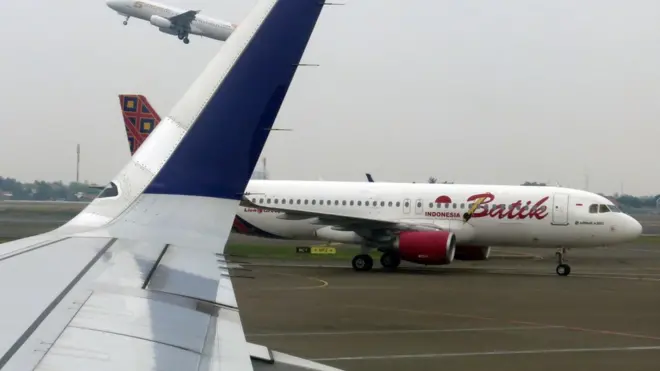 Ilustrasi pesawat terbang Indonesia.